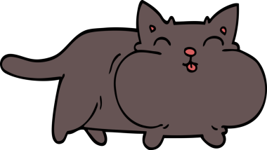 Bir insan tarafından çizilmiş karalama şişman kedi.