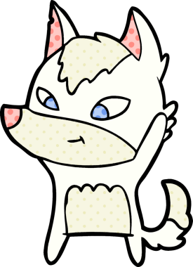 Bir insan tarafından çizilmiş dost canlısı bir kurt.