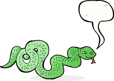 Bir insan tarafından çizilmiş konuşma balonlu çizgi film yılanı.