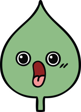 Bir insan tarafından çizilmiş dışavurumsal yaprağın sevimli karikatürü.