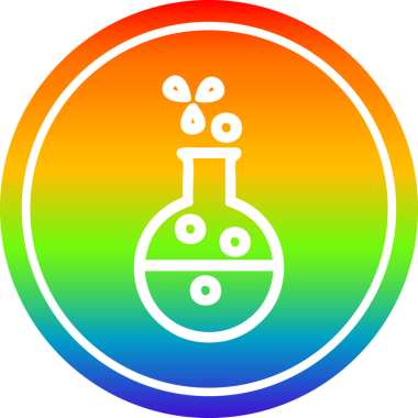 Bilim deneyi dairesel simgesi gökkuşağı gradyan bir insan tarafından çizilmiş