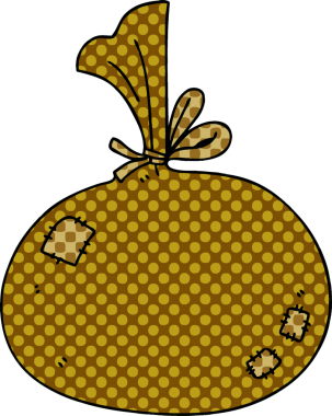 Bir insan tarafından çizilmiş tuhaf bir çizgi film çuvalı.