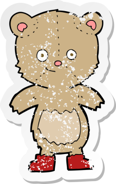 Bir insan tarafından çizilmiş şirin bir oyuncak ayının gerilmiş çıkartması.