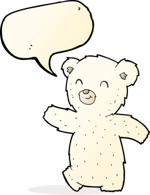 Bir insan tarafından çizilmiş konuşma baloncuklu şirin kutup ayısı.