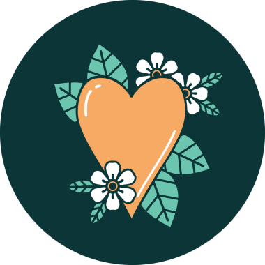 Bir insan tarafından çizilmiş botanik bir kalbin ikonik dövmesi.