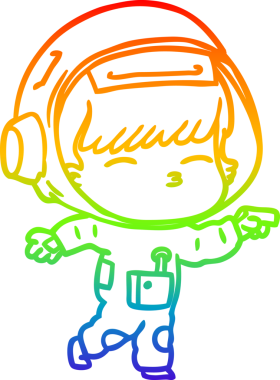 gökkuşağı gradyan çizimi bir insan tarafından çizilmiş meraklı astronot çizgi