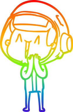 gökkuşağı gradyan çizimi mutlu bir çizgi astronot çizimi bir insan tarafından çizildi