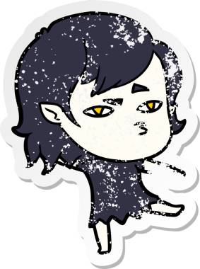 Bir insan tarafından çizilmiş vampir bir kızın sıkıntılı çıkartması.