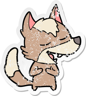 Bir insan tarafından çizilmiş bir karikatür kurdunun sıkıntılı çıkartması.