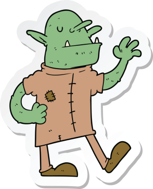 Bir insan tarafından çizilmiş çizgi film cininin çıkartması.