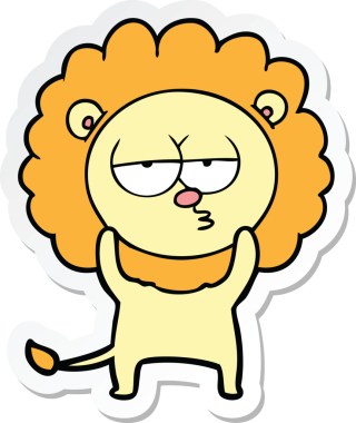 Bir insan tarafından çizilmiş canı sıkkın bir aslanın çıkartması.