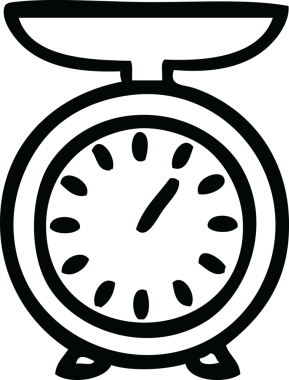 Bir insan tarafından çizilmiş bir tartı karikatürü.