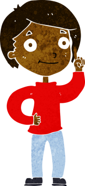 Bir insan tarafından çizilmiş bir fikri olan çizgi film çocuğu.