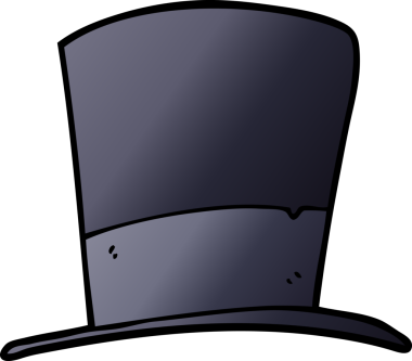 Bir insan tarafından çizilmiş karikatür silindir şapka.