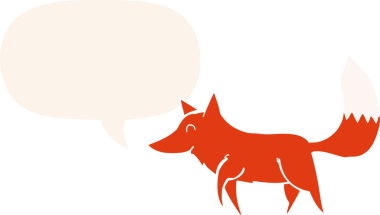 bir insan tarafından çizilmiş, konuşma baloncuklu çizgi film kurdu.