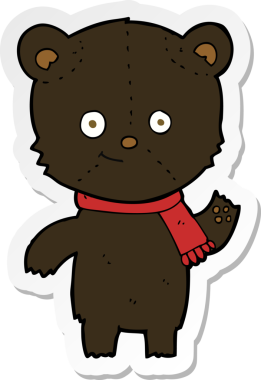 Bir insan tarafından çizilmiş siyah bir ayının çıkartması.