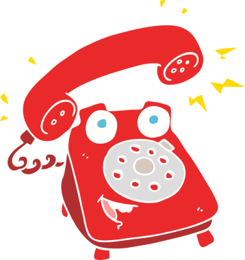 Bir insan tarafından çizilmiş çalan telefonun düz renk çizimi