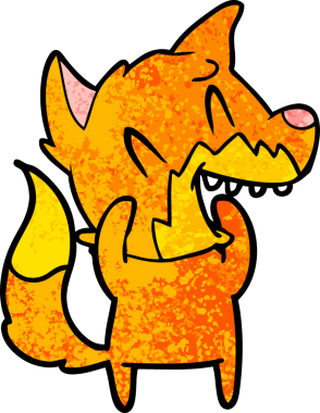 Bir insan tarafından çizilmiş gülen tilki çizgi filmi.