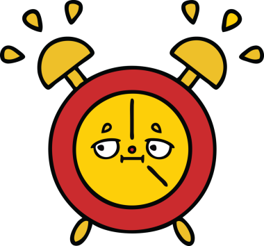 Bir insan tarafından çizilmiş çalar saatin şirin bir karikatürü.