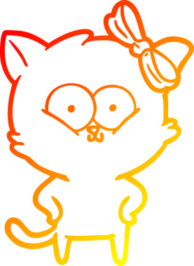 Bir insan tarafından çizilmiş çizgi film kedisinin sıcak çizgi çizimi