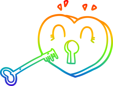 gökkuşağı gradyan çizgi çizimi bir insan tarafından çizilmiş bir kalp karikatürü