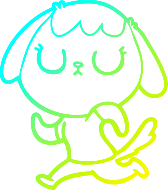 Bir insan tarafından çizilmiş şirin bir çizgi köpeğin soğuk gradyan çizgisi.