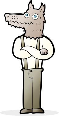 Bir insan tarafından çizilmiş komik bir kurt adam.