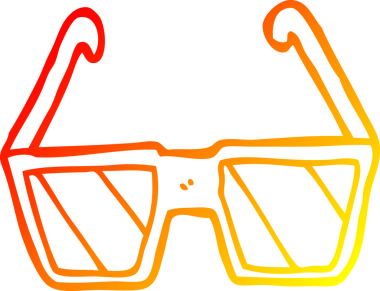 Bir insan tarafından çizilmiş çizgi film gözlüğünün sıcak gradyan çizimi