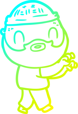 Bir insan tarafından çizilmiş sakallı bir karikatür çizimi.