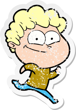 Bir insan tarafından çizilmiş mutlu bir adamın sıkıntılı çıkartması.