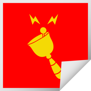 Bir insan tarafından çizilmiş zil şeklindeki bir el çanı karikatürü.