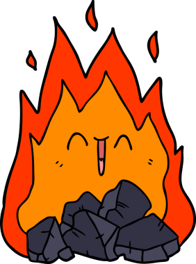 Bir insan tarafından çizilen yanan kömür çizgi filmi