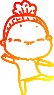 Bir insan tarafından çizilmiş barışçıl, yaşlı bir kadının sıcak çizgi çizimi.