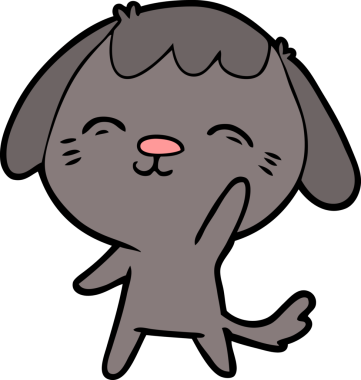 Bir insan tarafından çizilmiş mutlu çizgi film köpeği.