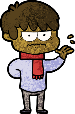 Bir insan tarafından çizilmiş sinirli çizgi film çocuğu.