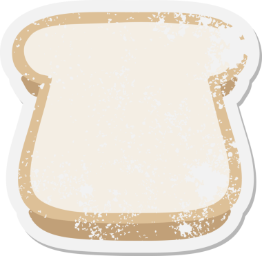 Bir insan tarafından çizilmiş bir dilim ekmek grunge etiketi.