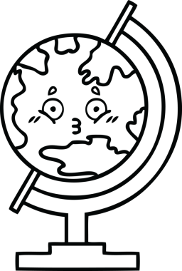 Bir insan tarafından çizilmiş dünyanın karikatürü.