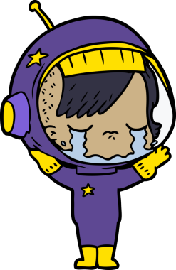 Bir insan tarafından çizilmiş ağlayan astronot kız.