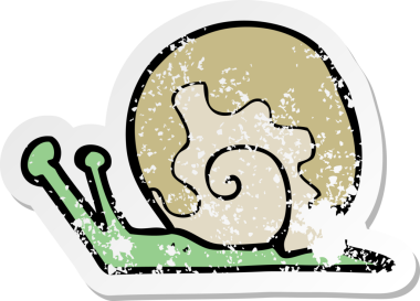 Bir insan tarafından çizilmiş bir salyangozun gerilmiş çıkartması.