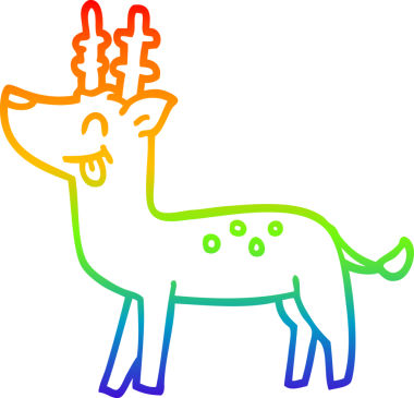 Gökkuşağı gradyan çizgi çizimi Bir insan tarafından çizilmiş mutlu geyik