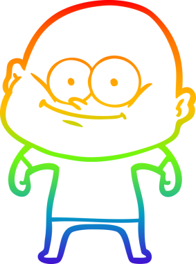 Gökkuşağı gradyan çizgi çizimi bir insan tarafından çizilmiş kel bir adamın çizimi