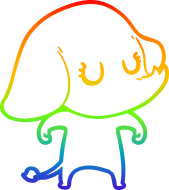 Gökkuşağı gradyan çizgisi bir insan tarafından çizilmiş şirin bir fil çizimi