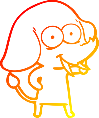 Bir insan tarafından çizilmiş mutlu bir filin sıcak çizgi çizimi