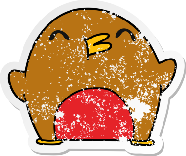 Bir insan tarafından çizilmiş serbest sticker çizgi film Şirin kawaii kırmızı robin