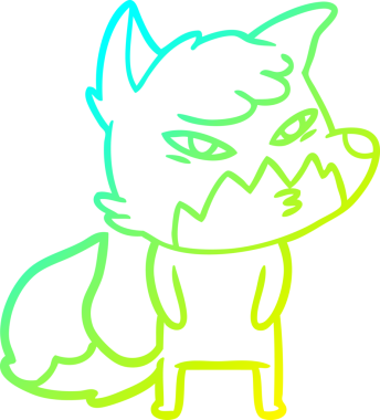 Bir insan tarafından çizilmiş akıllı bir tilkinin soğuk çizgi çizimi.