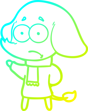 Bir insan tarafından çizilmiş eşarplı, belirsiz bir filin karikatür çizimi.