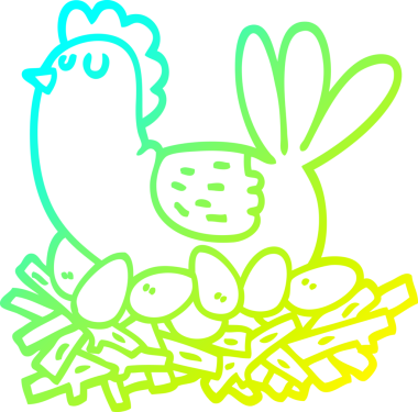 Bir insan tarafından çizilmiş yumurta yuvasına çizilmiş tavuk çizgi çizgisi.