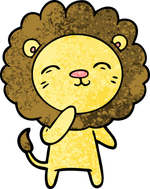 Bir insan tarafından çizilmiş çizgi film aslanı.