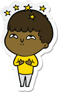 Bir insan tarafından çizilmiş bir karikatür çıkartması.