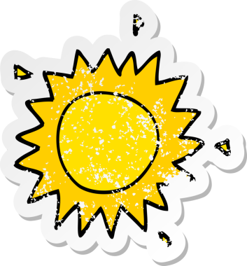 Bir insan tarafından çizilmiş karikatür güneşinin sıkıntılı çıkartması